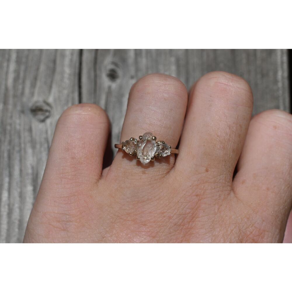 14k Gold Diamond Ring Size 7 Raw Diamond Engagement Ring Solid Gold Engagement - Picture 4 of 5